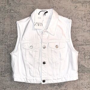 NWT Zara White Jean Vest